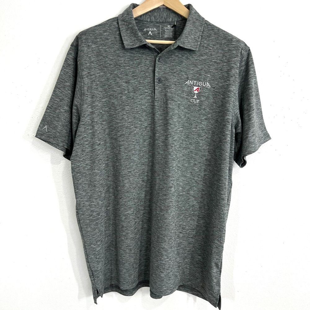 Antigua‎ Cup Golf Shirt  Mens Size XL Gray Lightweight Short Sleeves Casual